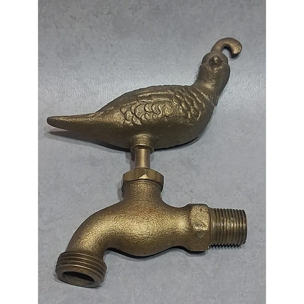 Vintage Solid BRASS BRONZE Quail Handle Spigot Water Faucet 🕊